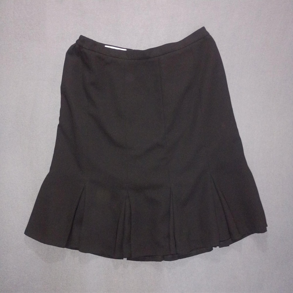 Jones Studio Separates Womens Black Pleated Flare Midi Skirt 16W